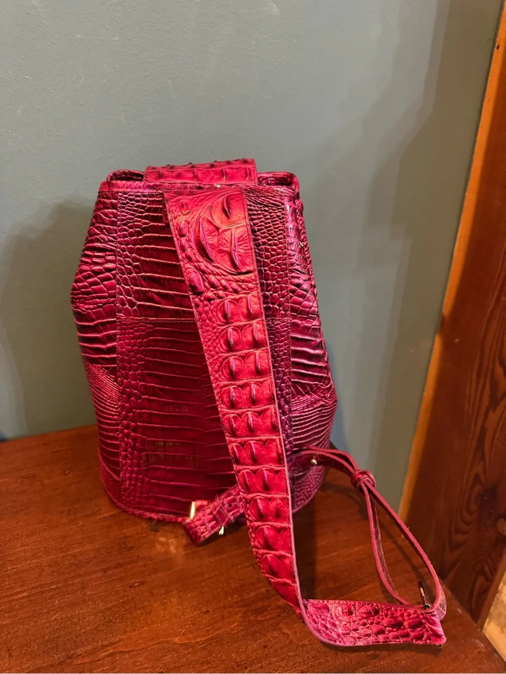 Brahmin Maddie Hot Pink Pomegranate Melbourne Sling Bag backpack *READ*